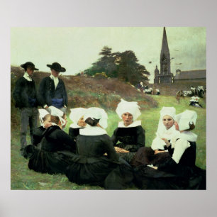 Breton Women Sitting in a Pardon Poster