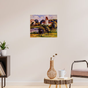 Bretonische Landschaft Kirche und Obstgarten Poster