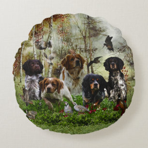 Bretonische Spaniels,   Vogeljagd Rundes Kissen