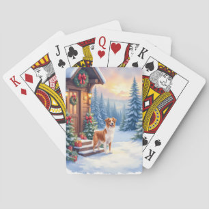 Bretonischer rustikaler Hütten-Weihnachten Winterk Spielkarten