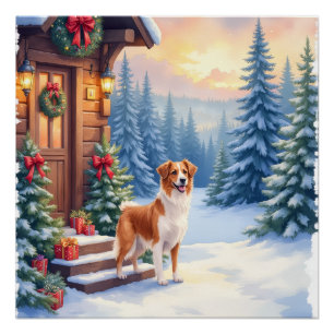 Bretonischer rustikaler Weihnachts-Winter-Kunst-Co Poster