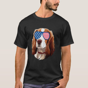Bretonischer Spaniel Hund Amerikanische Flagge Pat T-Shirt