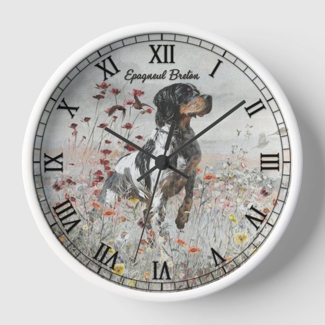 Bretonischer Spaniel Uhr (Vorderseite)