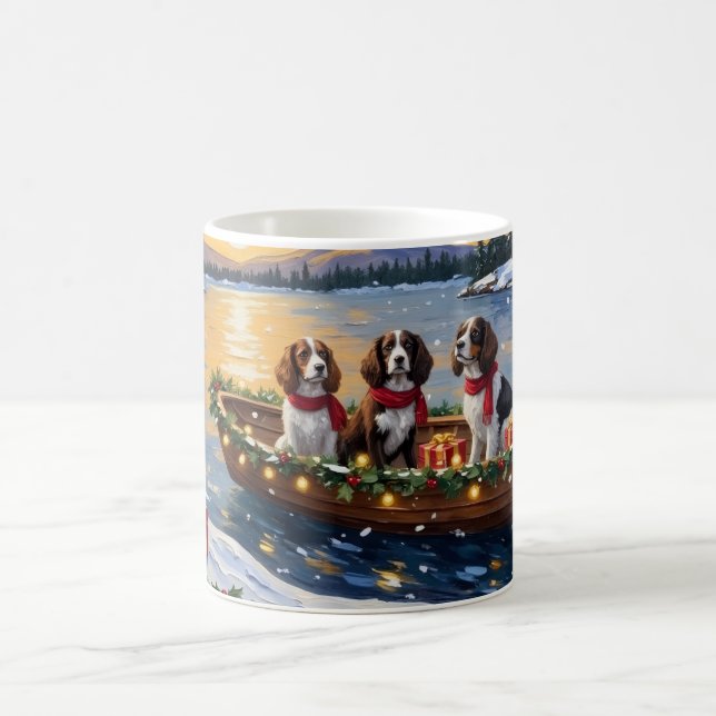 Bretonischer Spaniel Weihnachtsboot Urlaub Kaffeetasse (Mittel)