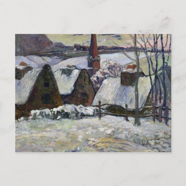 Bretonisches Dorf unter Schnee, 1894 Postkarte (Vorderseite)