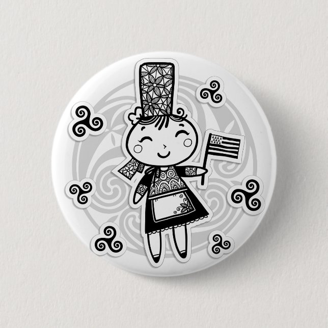 Bretonisches Mädchen Button (Vorderseite)