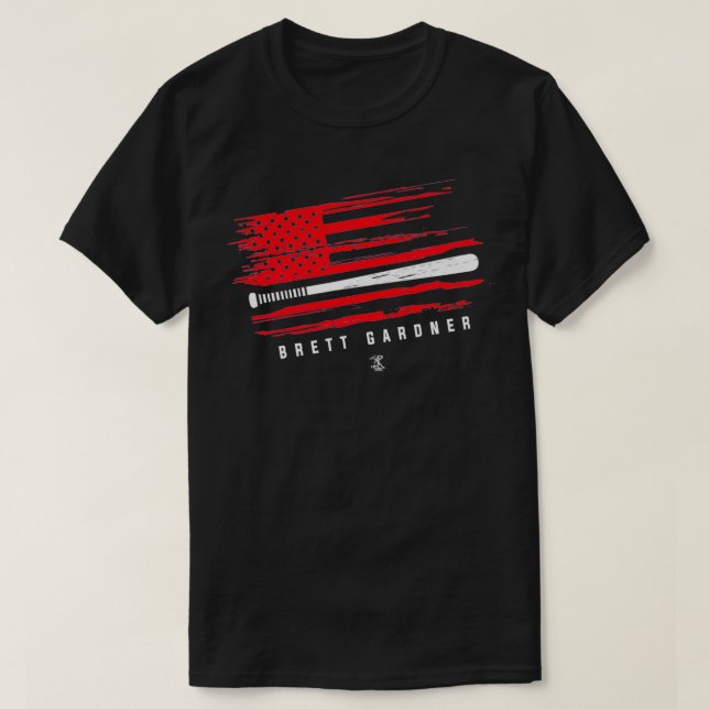 Brett Gardner Baseball Flag Graphic Apparel Prem T-Shirt (Design vorne)