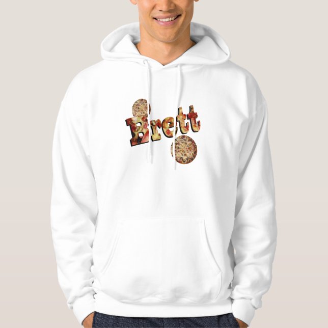 Brett, Name, Logo aus einer Pizza, Hoodie (Vorderseite)