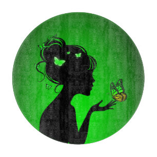 Brett zum Schneiden der grünen Schmetterlingsfrau