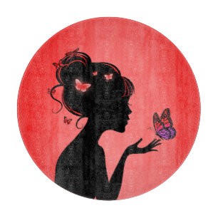 Brett zum Schneiden der roten Schmetterlingsfrau