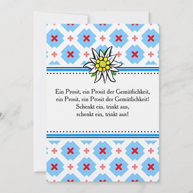 Brettchen Oktoberfest Einladung blau rot (Vorderseite)