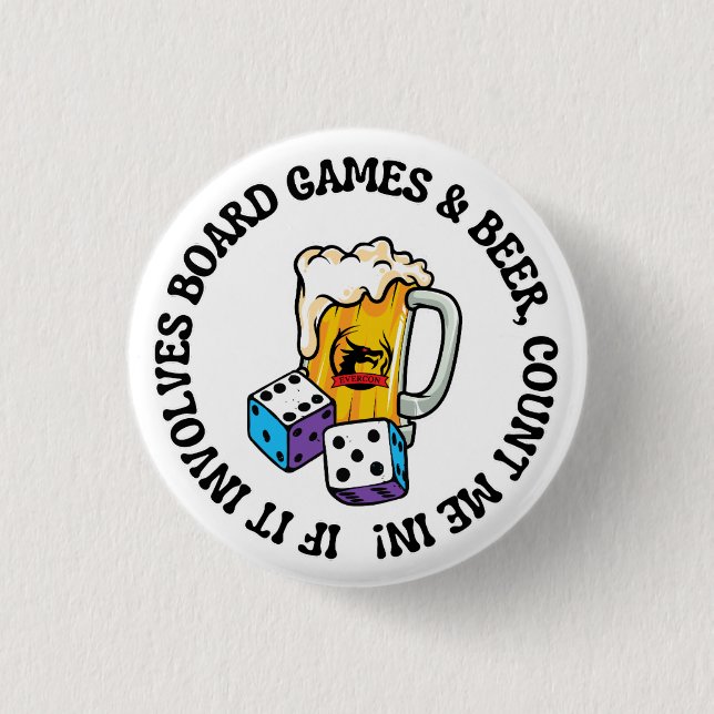 Brettspiele und Bier Button (Vorderseite)
