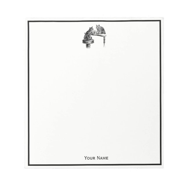 Brettspiele: Zwei Katzen spielen Schachspiel Notizblock (Vorderseite)