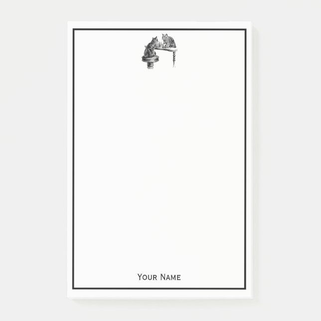 Brettspiele: Zwei Katzen spielen Schachspiel Post-it Klebezettel (Vorderseite)