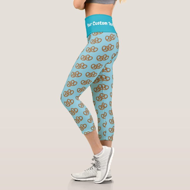 Bretzels mit Ihrem lustigen Bild bei Waist hübsch Capri Leggings (Links)