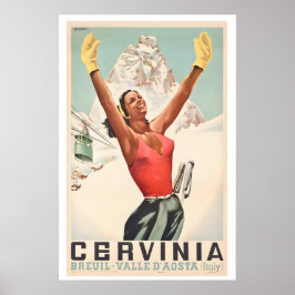 Breuil-Cervinia Aostatal Italien Vintage-Ski Poster