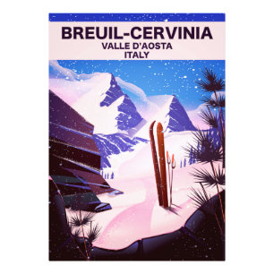 Breuil-Cervinia, das Aostatal, Italien, Skiplakat Fotodruck