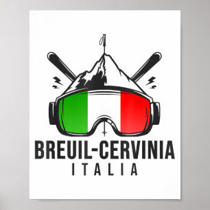 Breuil-cervinia Skigebiet Retro-Skiing Poster