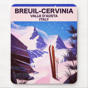Breuil-Cervinia, Valle d’Aosta, italy, Skiplakat Mousepad