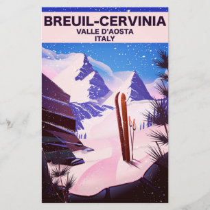 Breuil-Cervinia, Valle d’Aosta, italy, Skiposter Briefpapier