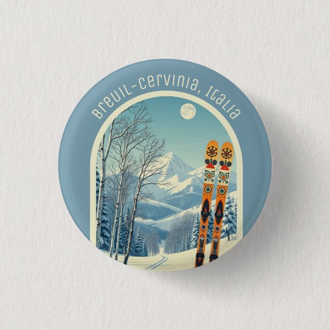 Breuil Cervinia Valtournenche italy ski Magnet Button (Vorderseite)