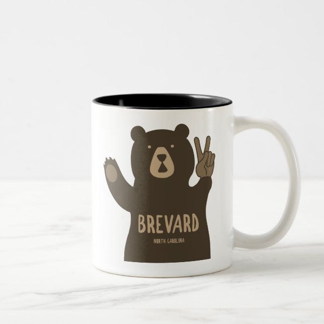 Brevard North Carolina Peace Bear Zweifarbige Tasse (Rechts)