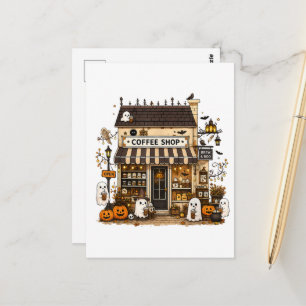 Brew Boo Geist Kaffee Halloween Café Vintage Postkarte