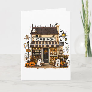 Brew Boo Gespenster Kaffee Halloween Café Vintage Feiertagskarte