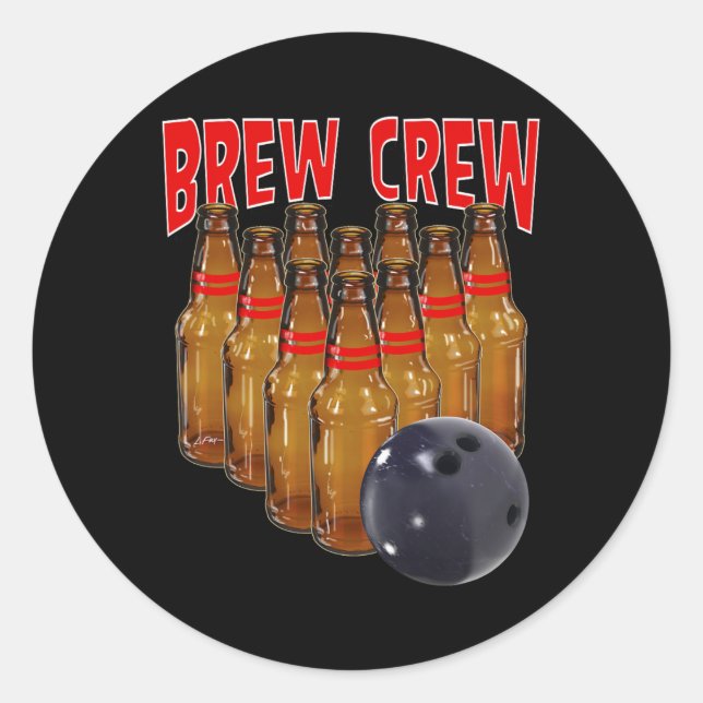 Brew Crew Bowling Runder Aufkleber (Vorderseite)
