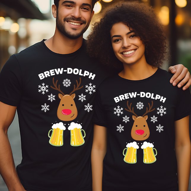 Brew-Dolph Funny Reindeer Beer Christmas Rudolph T-Shirt (Von Creator hochgeladen)