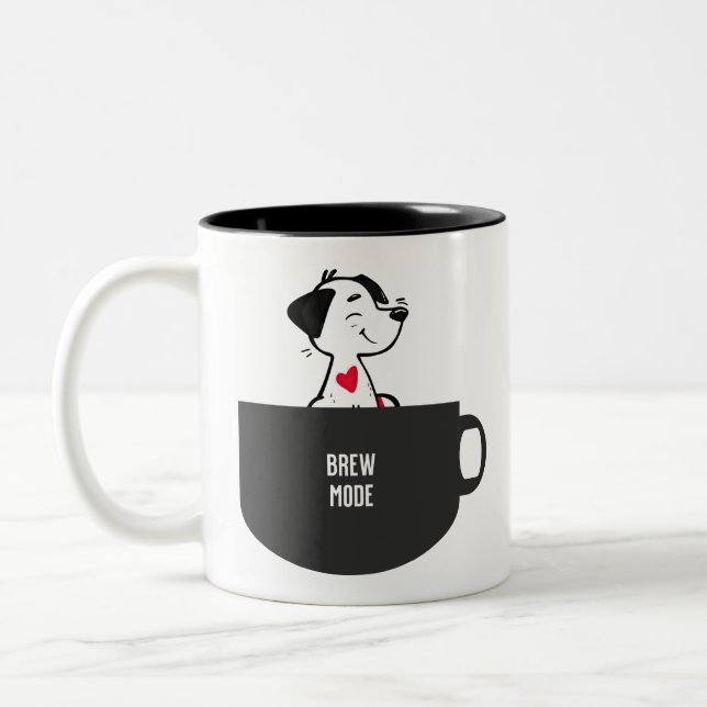 Brew-Modus-Kaffe-Hund Zweifarbige Tasse (Links)