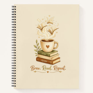 Brew. Read. Repeat. | Cozy Kaffee & Buch Notizbuch