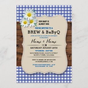 Brew und BABYQ Baby Dusche Blue Wood Daisy Einladu Einladung
