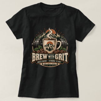 Brew With Grit Vintage Coffee Fitness Stärke T-Shirt