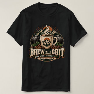 Brew With Grit Vintage-Kaffee-Fitness-Stärke T-Shirt