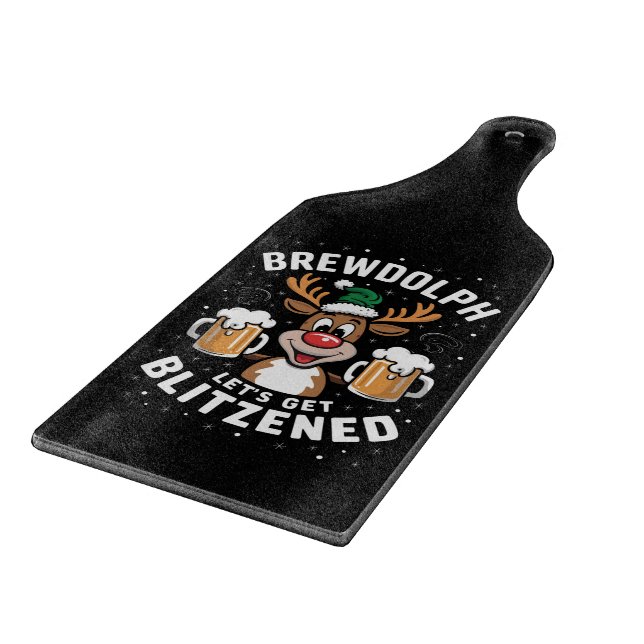 Brewdolph Let's Get Blitzned Christmas Reindeer B Schneidebrett (Ecke)