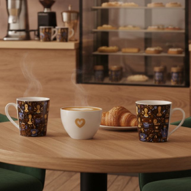 Brewed for [Name] — folk coffee pattern in cocoa Tasse (Von Creator hochgeladen)