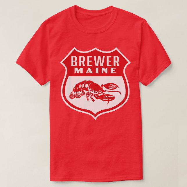 Brewer Maine Retro Shield Red T-Shirt (Design vorne)