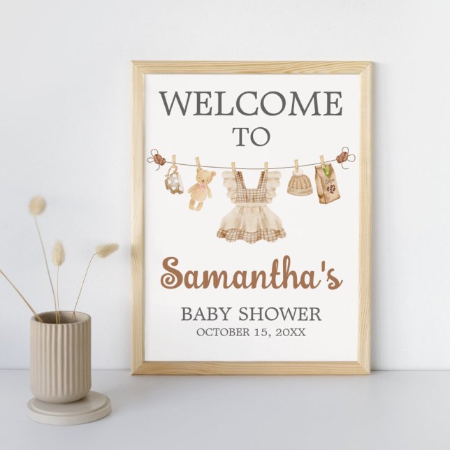 Brewing Coffee Baby Shower Welcome Sign Poster (Coffee Little Bean Clothesline Baby Shower Welcome Sign)