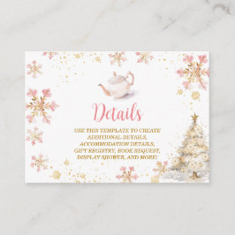 Brewing Pink Winter Tea Party Baby Shower Details Begleitkarte