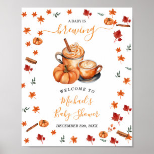 Brewing Pumpkin Spice Coffee Baby Dusche Empfang Poster