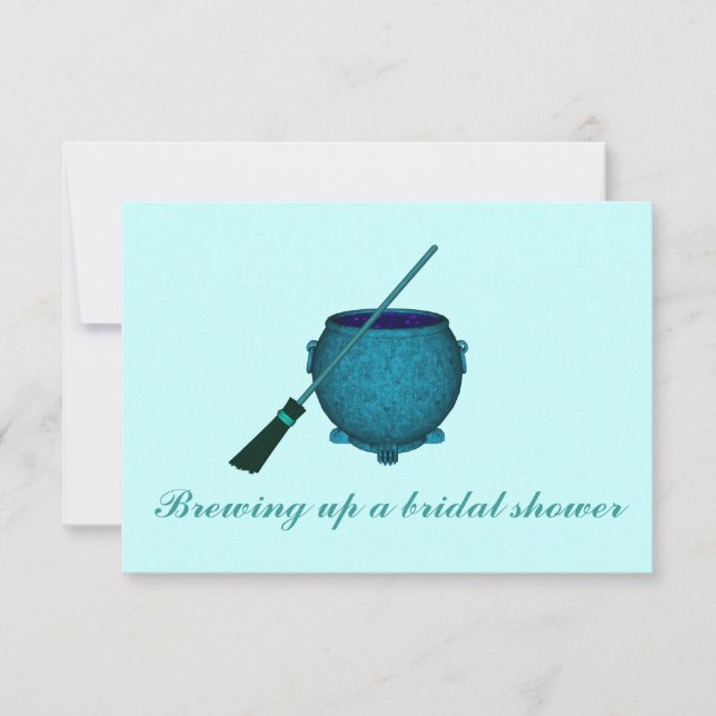 "Brewing up a Brautparty"- Broom & Cauldron Einladung (Vorderseite)