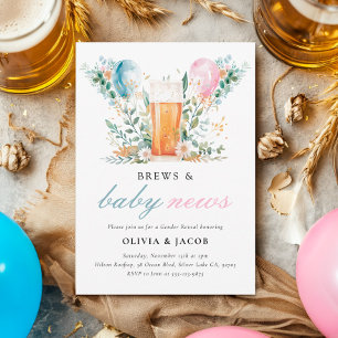 Brews & Baby News Gender Reveal Party Einladung
