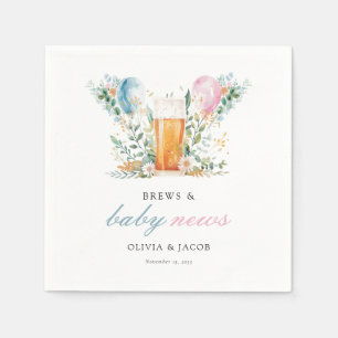 Brews & Baby News Gender Reveal Party Serviette