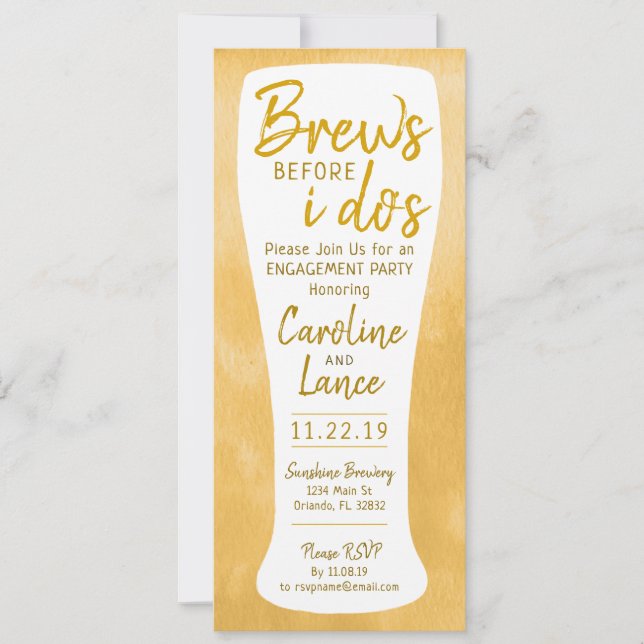 Brews, bevor ich die Engagement-Partei tue Einladung (Vorderseite)