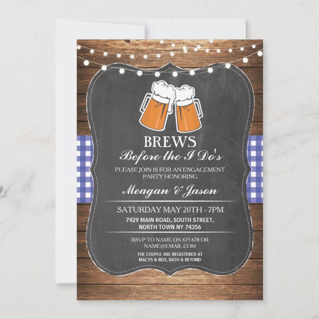 Brews, bevor ich Verlobungs-Blau tat, laden ein Einladung (Vorderseite)