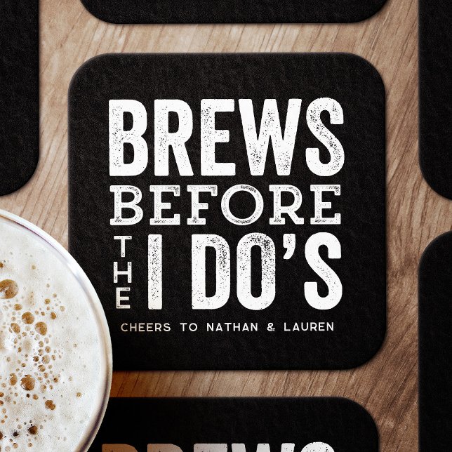 Brews vor meiner schwarz-weißen Junggesellenparty Rechteckiger Pappuntersetzer (Von Creator hochgeladen)