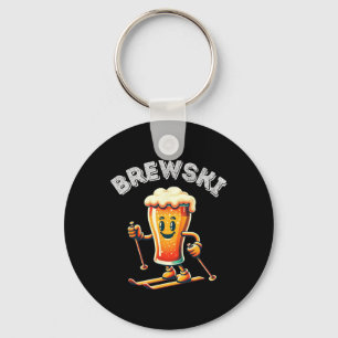 Brewski Winter Skifahren Beer Ski Retro Cartoon Fu Schlüsselanhänger