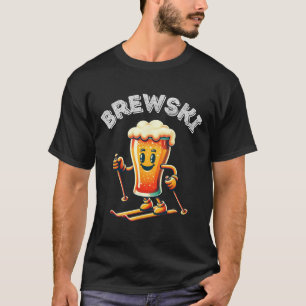 Brewski Winter Skifahren Beer Ski Retro Cartoon Fu T-Shirt