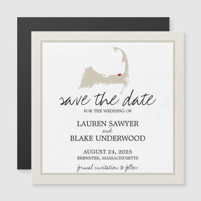 Brewster Cape Cod Wedding Save the Date Magneteinladung (Vorne/Hinten)